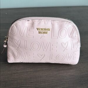 Victoria's Secret Pink Embossed LOVE Cosmetic Pouch